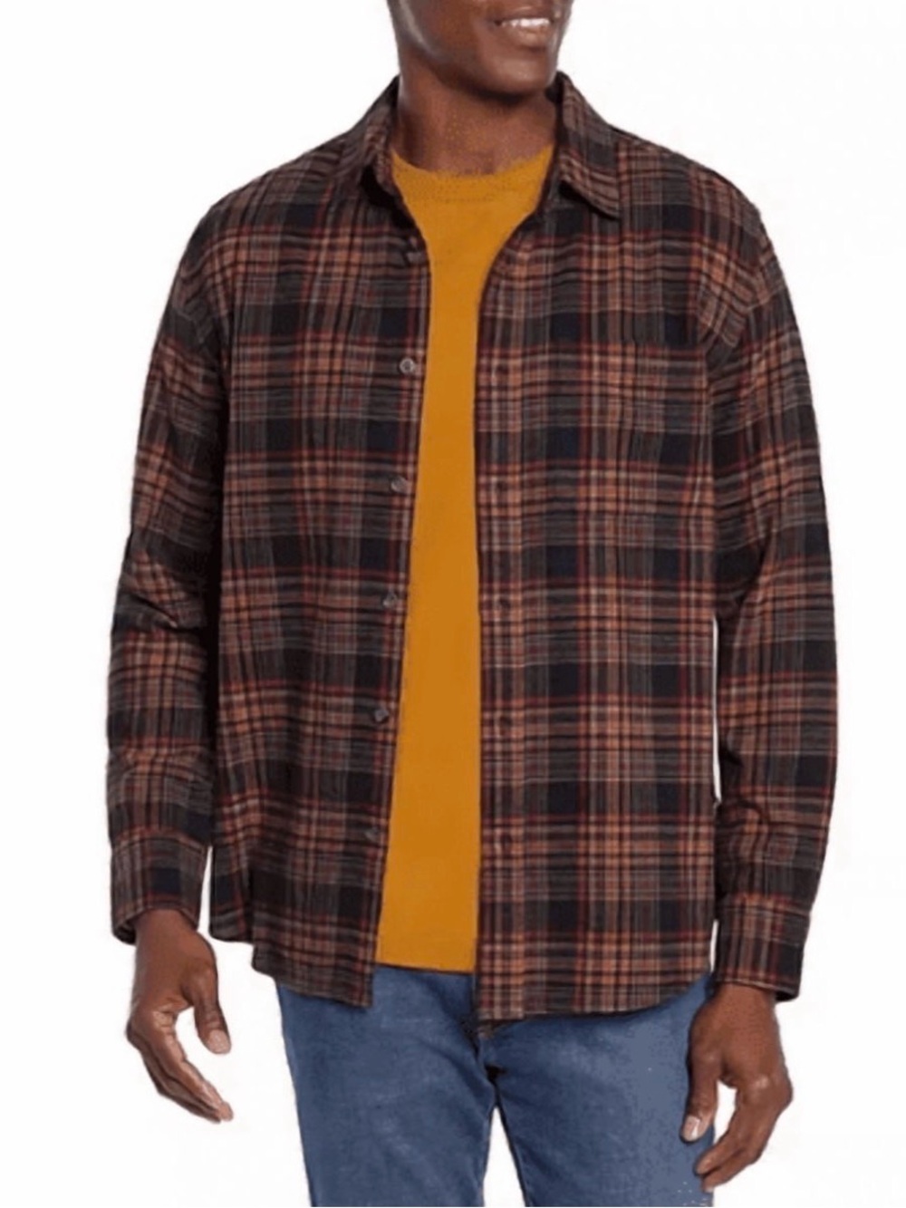 Eddie Bauer Men's 100% Cotton Brushed Twill
Flannel Shirt Night Sky Ohio Plaid M